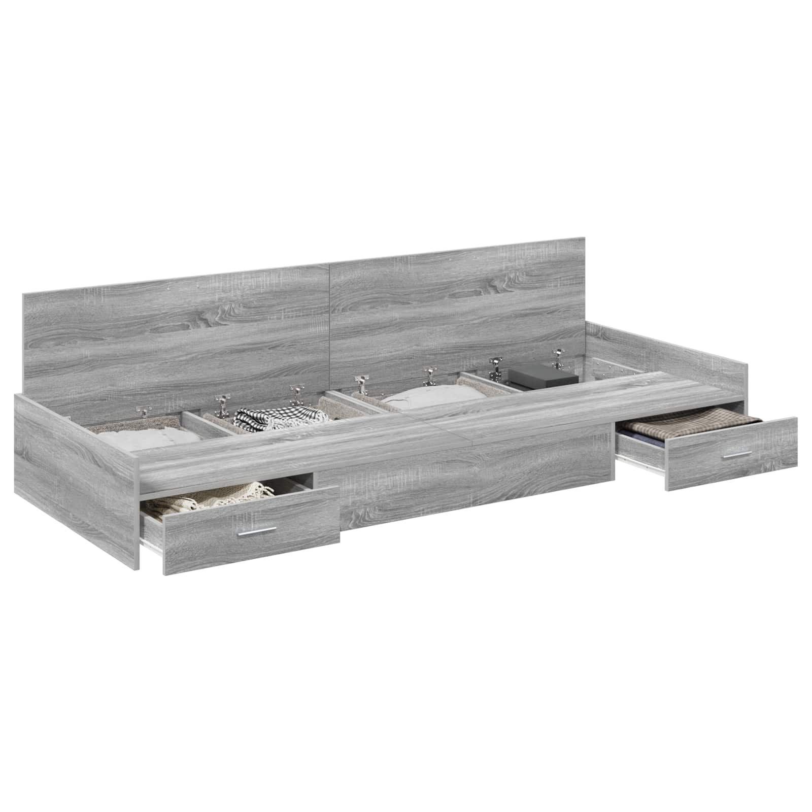Bedframe met hoofdeinde Grijs Sonoma 98.5 x 200 cm Bewerkt hout is nu te koop bij PeponiXL, paradijselijk wonen!