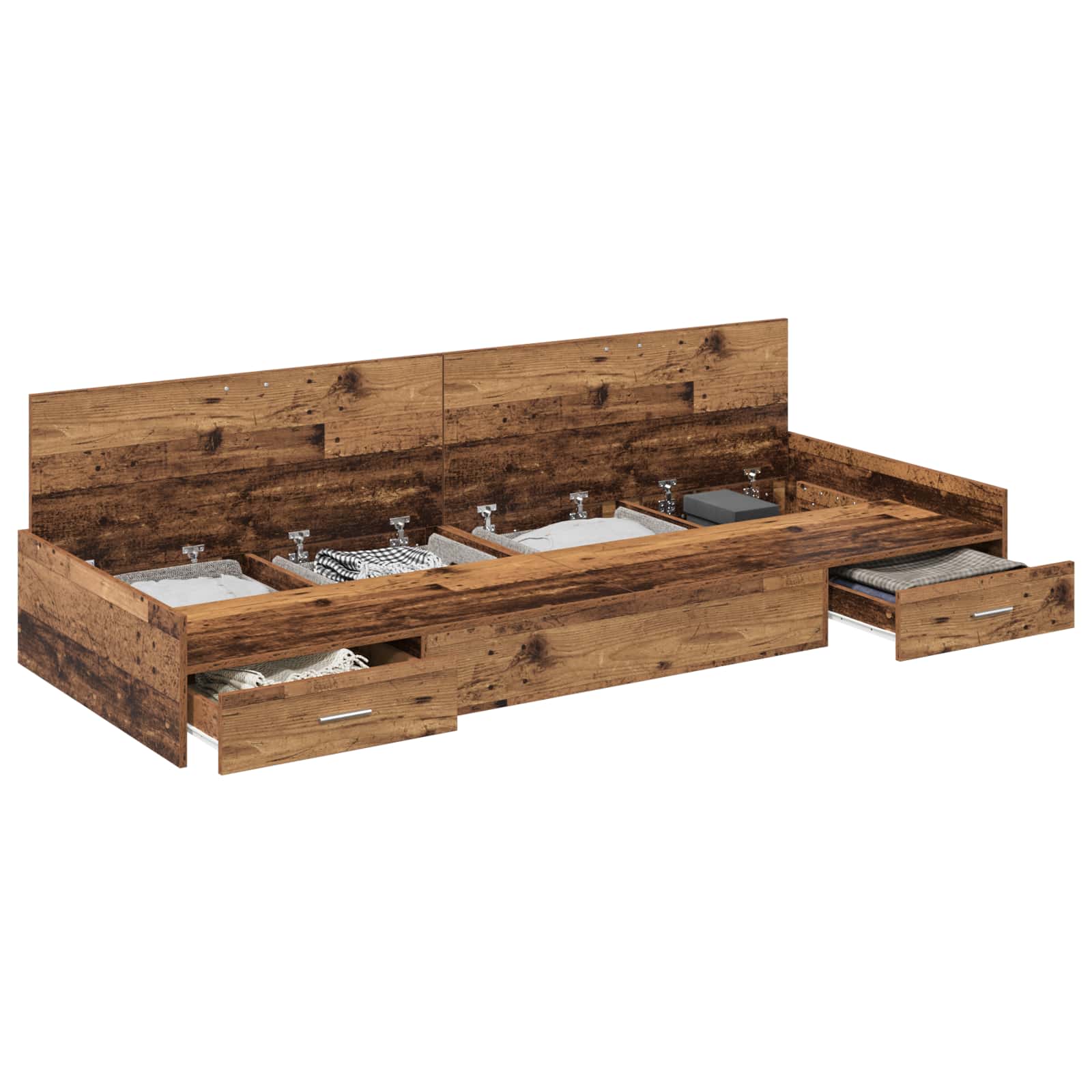 Bedframe met hoofdeinde Oud Hout 98.5 x 200 cm Bewerkt hout is nu te koop bij PeponiXL, paradijselijk wonen!