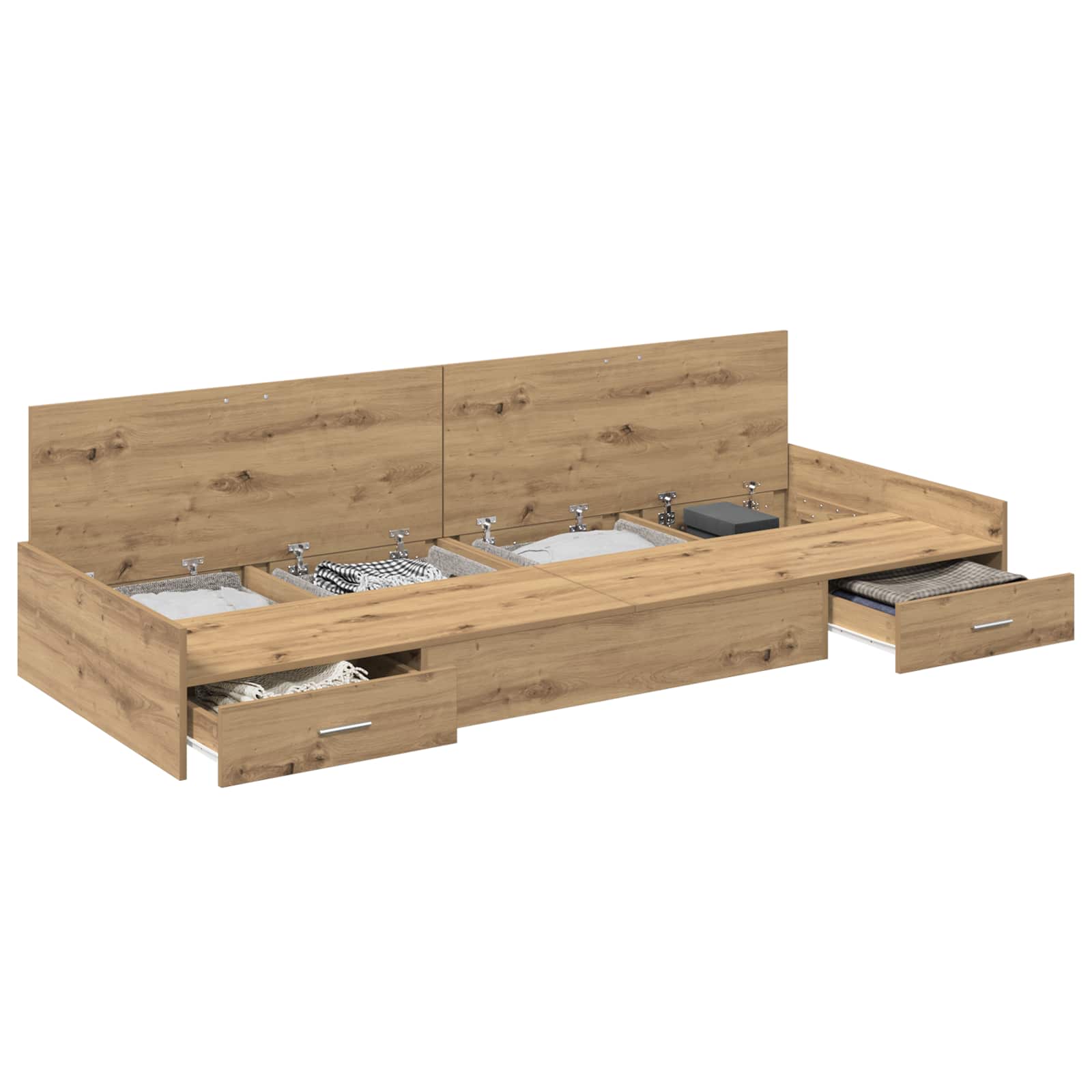 Bedframe met lade Artisan Eiken 98.5 x 200 cm Bewerkt hout is nu te koop bij PeponiXL, paradijselijk wonen!