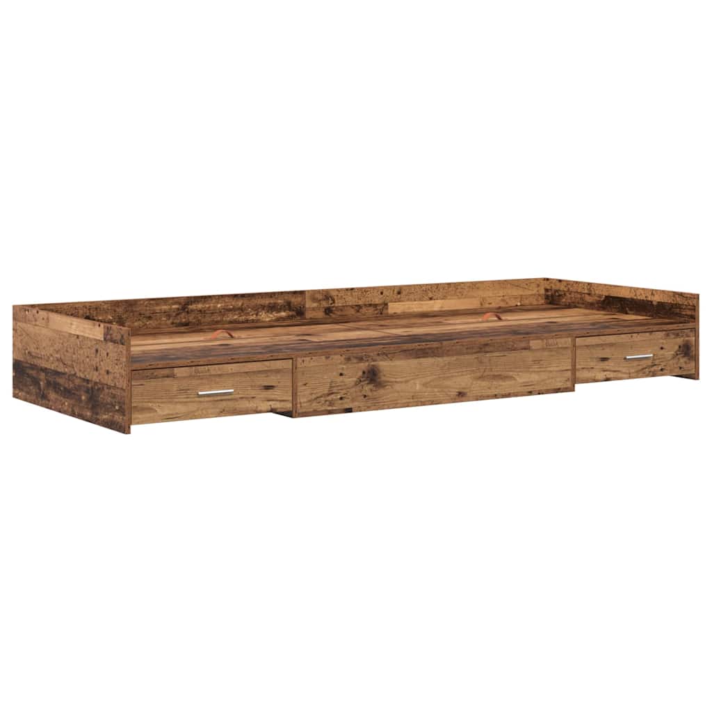 Bedframe met hoofdeinde Oud Hout 90 x 200 cm Bewerkt hout is nu te koop bij PeponiXL, paradijselijk wonen!