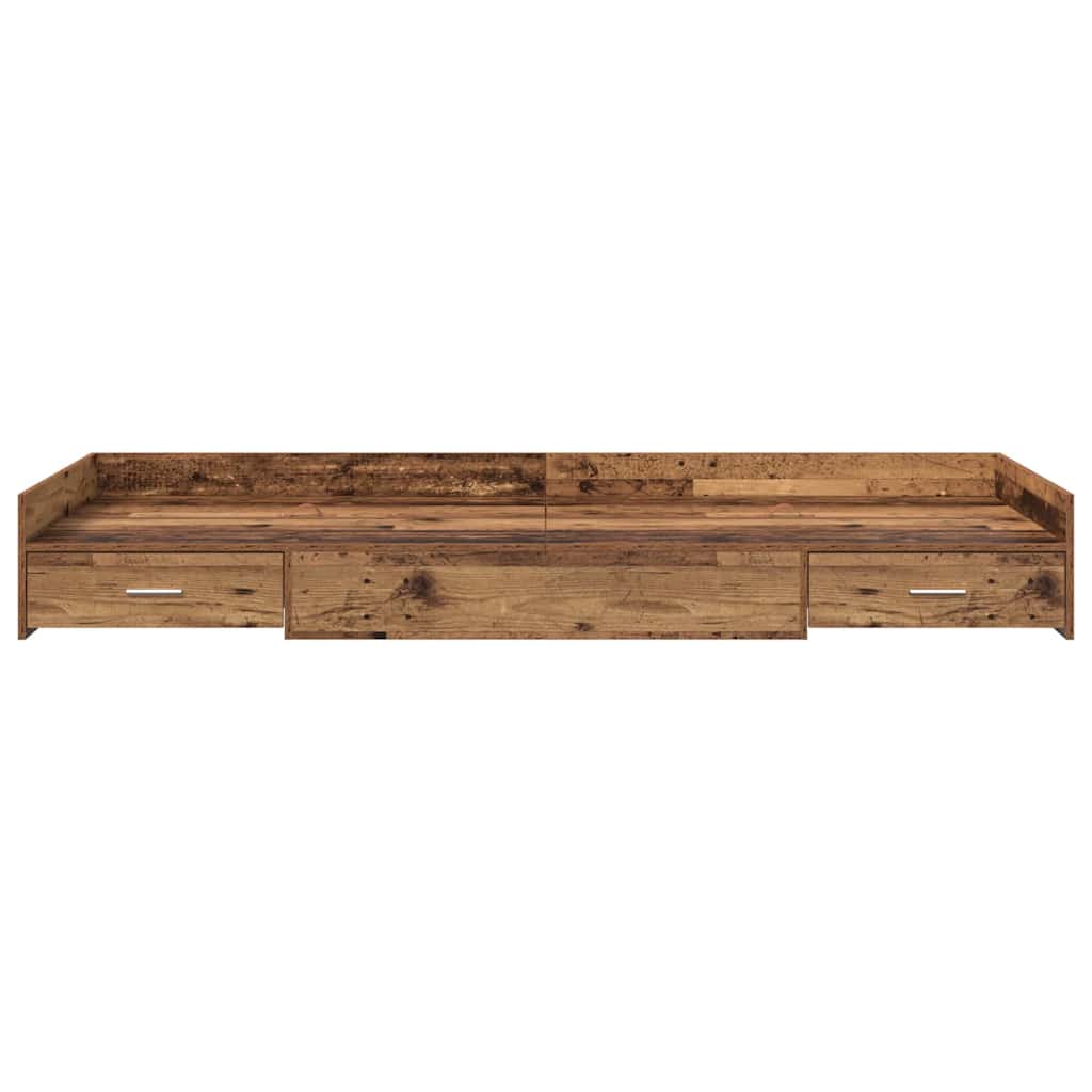 Bedframe met hoofdeinde Oud Hout 90 x 200 cm Bewerkt hout is nu te koop bij PeponiXL, paradijselijk wonen!