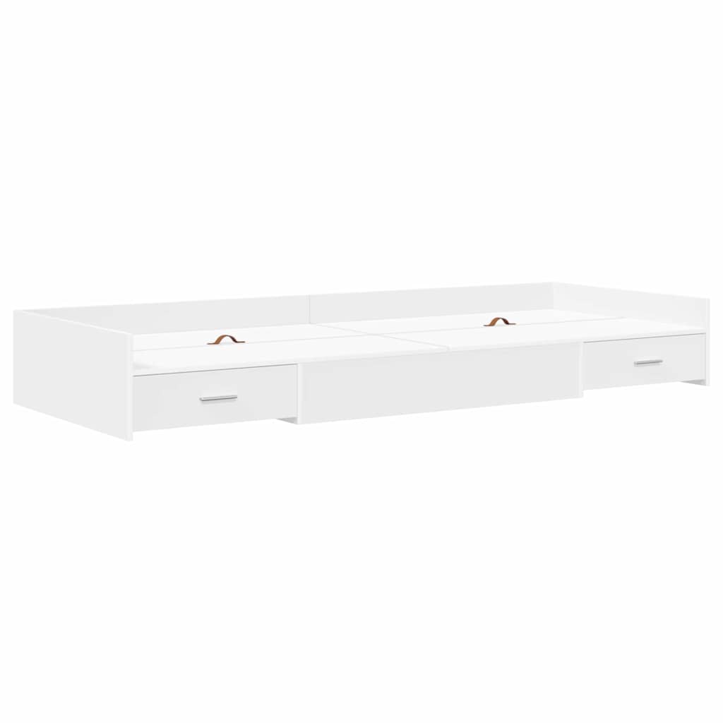 Bedframe met hoofdeinde met lade Wit 80 x 200 cm Bewerkt hout is nu te koop bij PeponiXL, paradijselijk wonen!