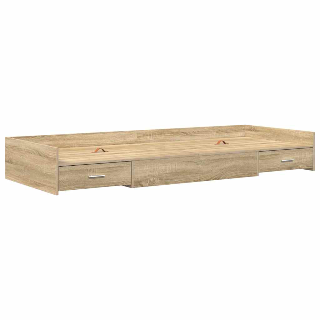 Bedframe met hoofdeinde Sonoma Eiken 80 x 200 cm Bewerkt hout is nu te koop bij PeponiXL, paradijselijk wonen!