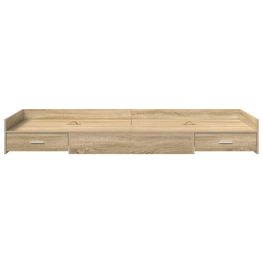 Bedframe met hoofdeinde Sonoma Eiken 80 x 200 cm Bewerkt hout is nu te koop bij PeponiXL, paradijselijk wonen!