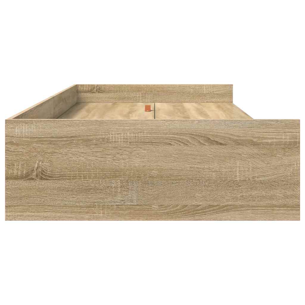Bedframe met hoofdeinde Sonoma Eiken 80 x 200 cm Bewerkt hout is nu te koop bij PeponiXL, paradijselijk wonen!