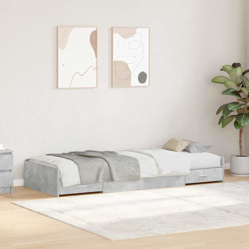 Bedframe met hoofdeinde Beton Grijs 80 x 200 cm Bewerkt hout is nu te koop bij PeponiXL, paradijselijk wonen!
