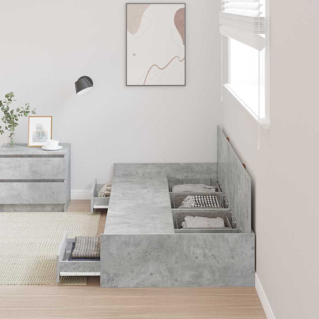 Bedframe met hoofdeinde Beton Grijs 80 x 200 cm Bewerkt hout is nu te koop bij PeponiXL, paradijselijk wonen!