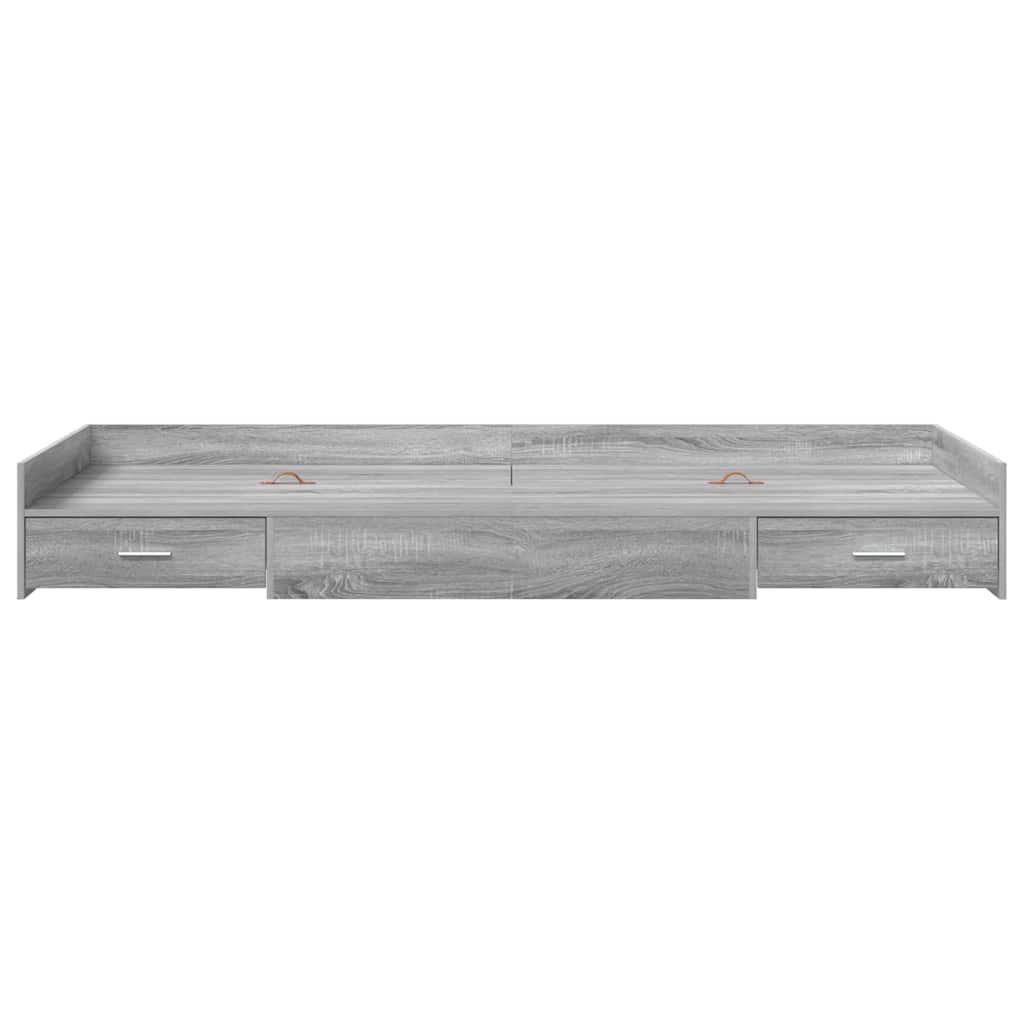 Bedframe met hoofdeinde Grijs Sonoma 80 x 200 cm Bewerkt hout is nu te koop bij PeponiXL, paradijselijk wonen!