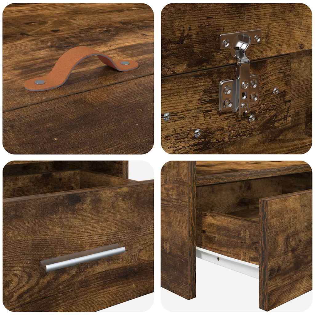 Bedframe met hoofdeinde Gerookt eiken 70 x 190 cm Bewerkt hout is nu te koop bij PeponiXL, paradijselijk wonen!