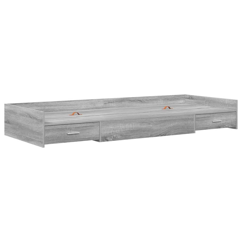Bedframe met hoofdeinde Grijs Sonoma 75 x 190 cm Bewerkt hout is nu te koop bij PeponiXL, paradijselijk wonen!