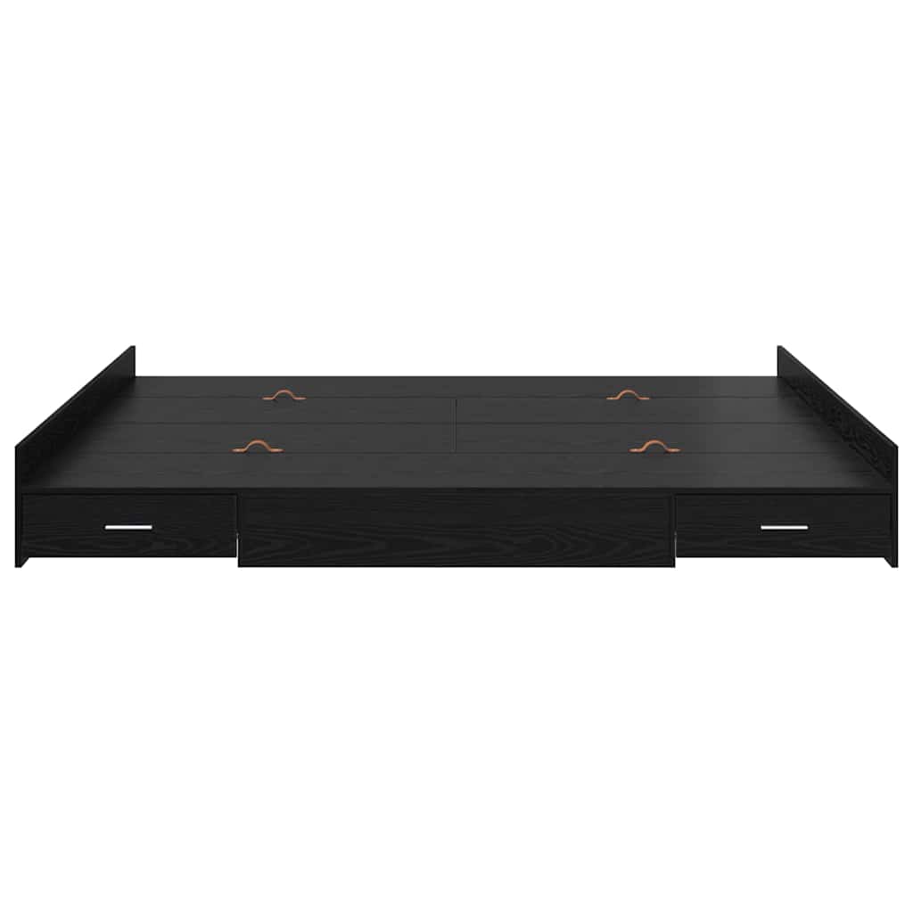 Opbergbedframe met lade Zwart Eiken 200 x 200 cm Bewerkt hout is nu te koop bij PeponiXL, paradijselijk wonen!