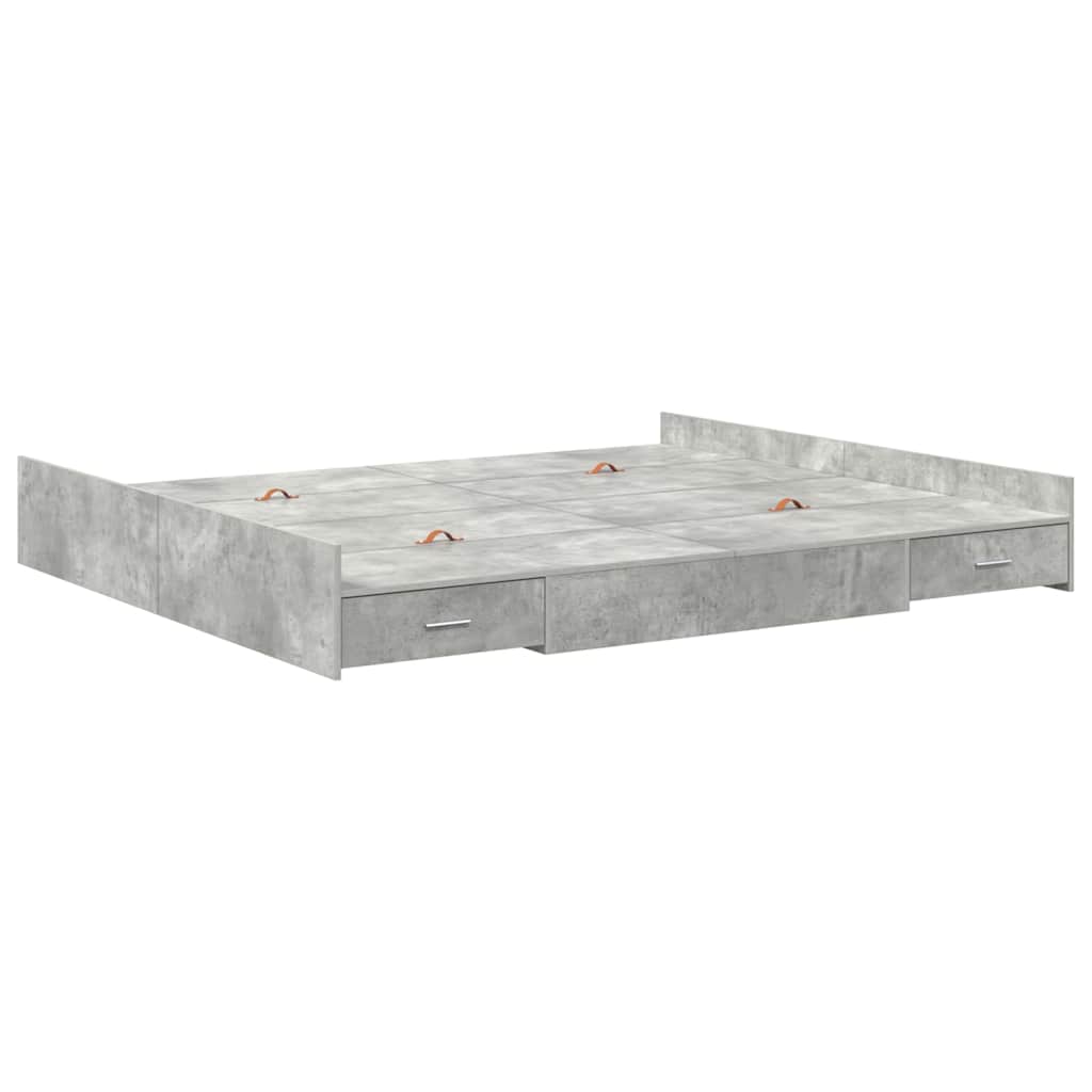 Opbergbedframe met lade Beton Grijs 200 x 200 cm Bewerkt hout is nu te koop bij PeponiXL, paradijselijk wonen!