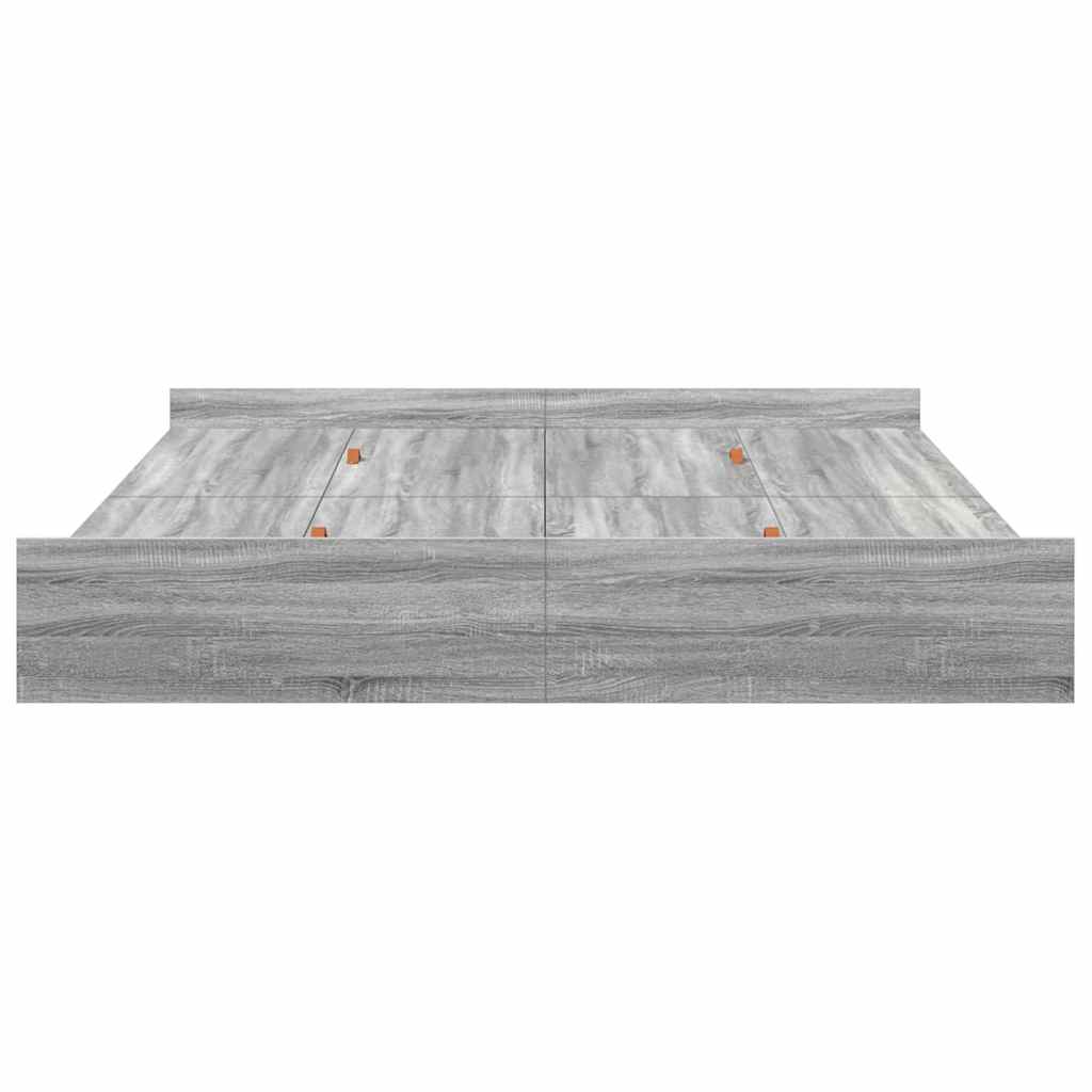 Opbergbedframe met lade Grijs Sonoma 200 x 200 cm Bewerkt hout is nu te koop bij PeponiXL, paradijselijk wonen!