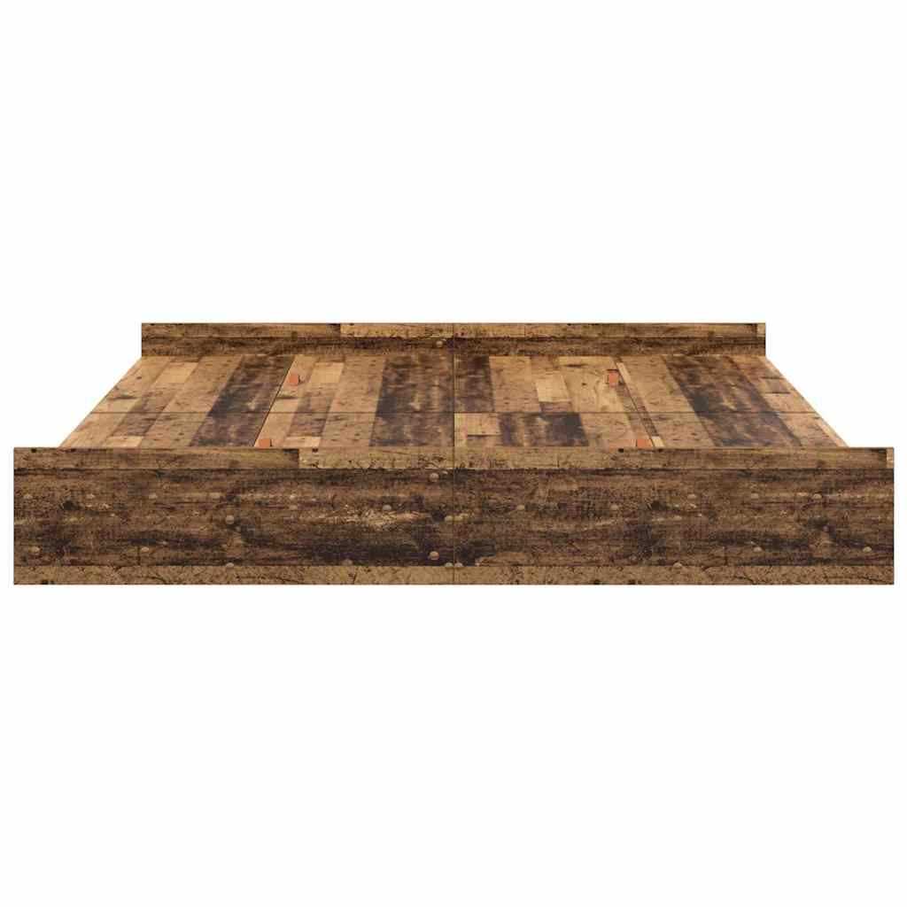 Opbergbedframe met lade Oud Hout 200 x 200 cm Bewerkt hout is nu te koop bij PeponiXL, paradijselijk wonen!