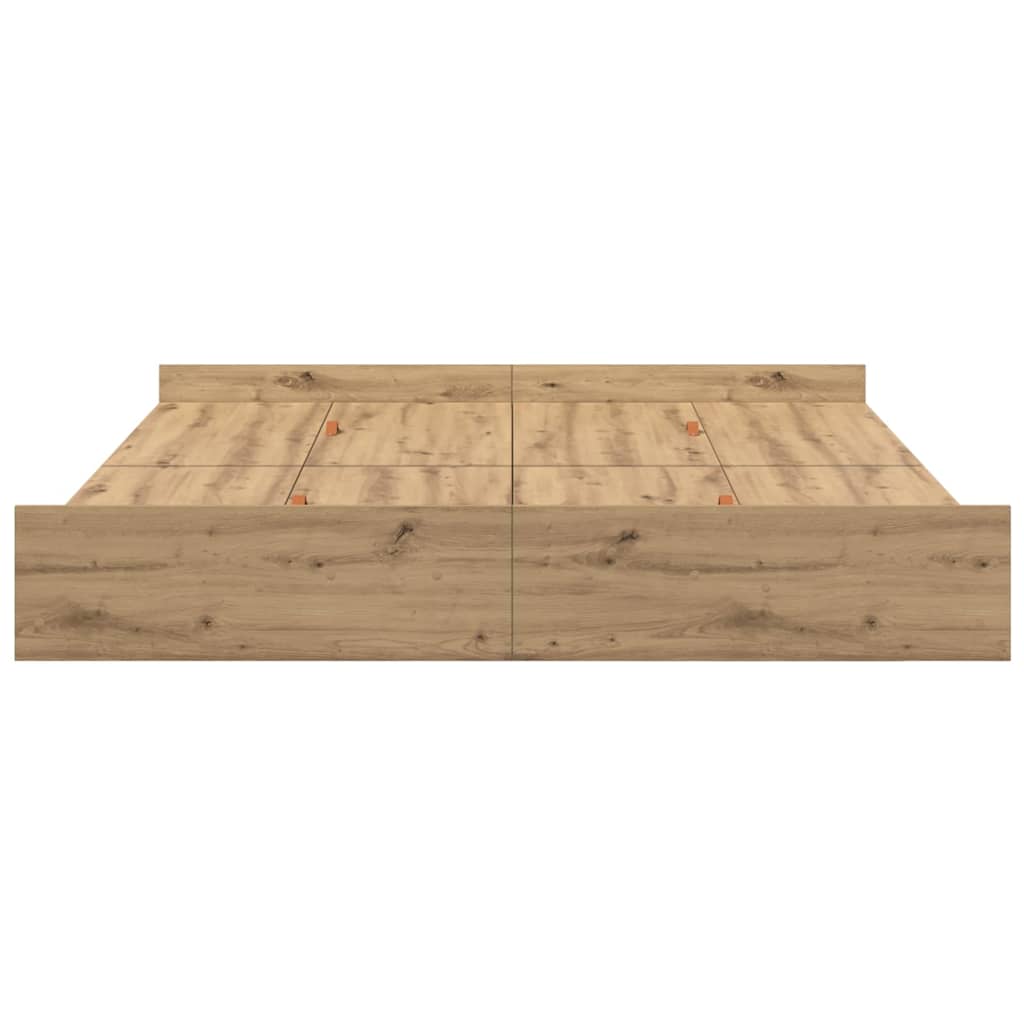 Opbergbedframe met lade Artisan Eiken 200 x 200 cm Bewerkt hout is nu te koop bij PeponiXL, paradijselijk wonen!