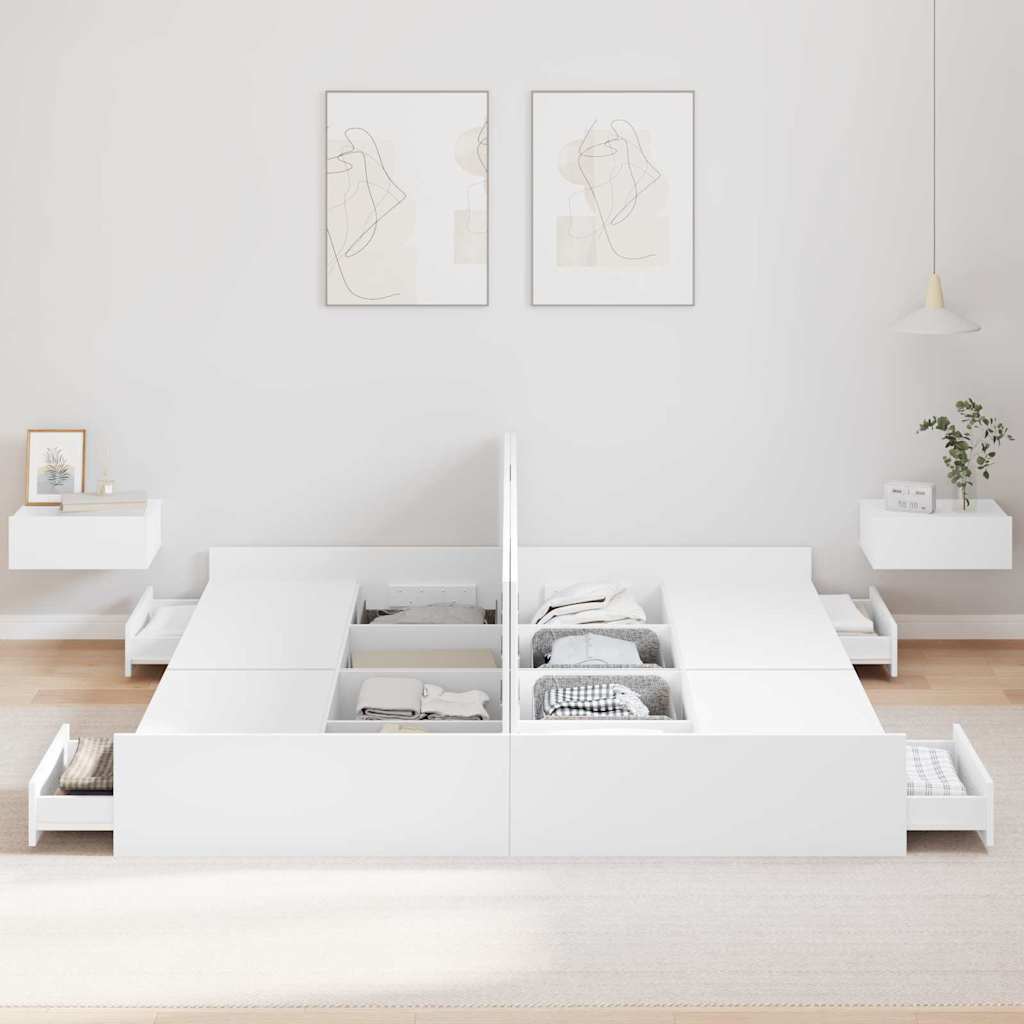 Opbergbedframe met hoofdeinde Wit 180 x 200 cm Bewerkt hout is nu te koop bij PeponiXL, paradijselijk wonen!