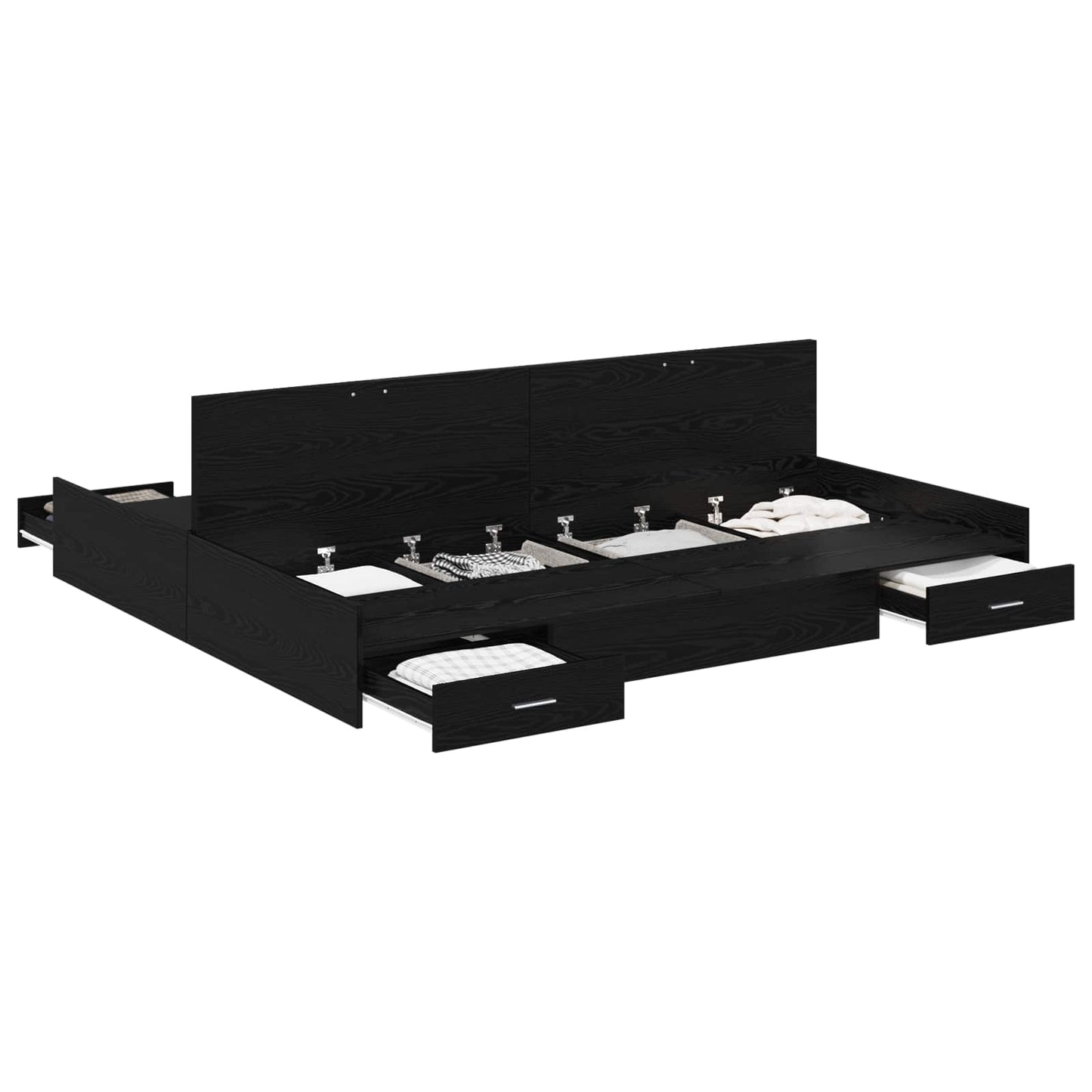 Opbergbedframe met lade Zwart Eiken 180 x 200 cm Bewerkt hout is nu te koop bij PeponiXL, paradijselijk wonen!