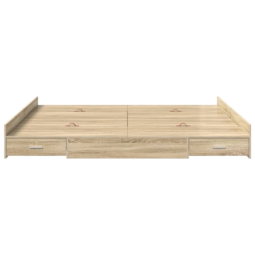 Opbergbedframe met lade Sonoma Eiken 180 x 200 cm Bewerkt hout is nu te koop bij PeponiXL, paradijselijk wonen!