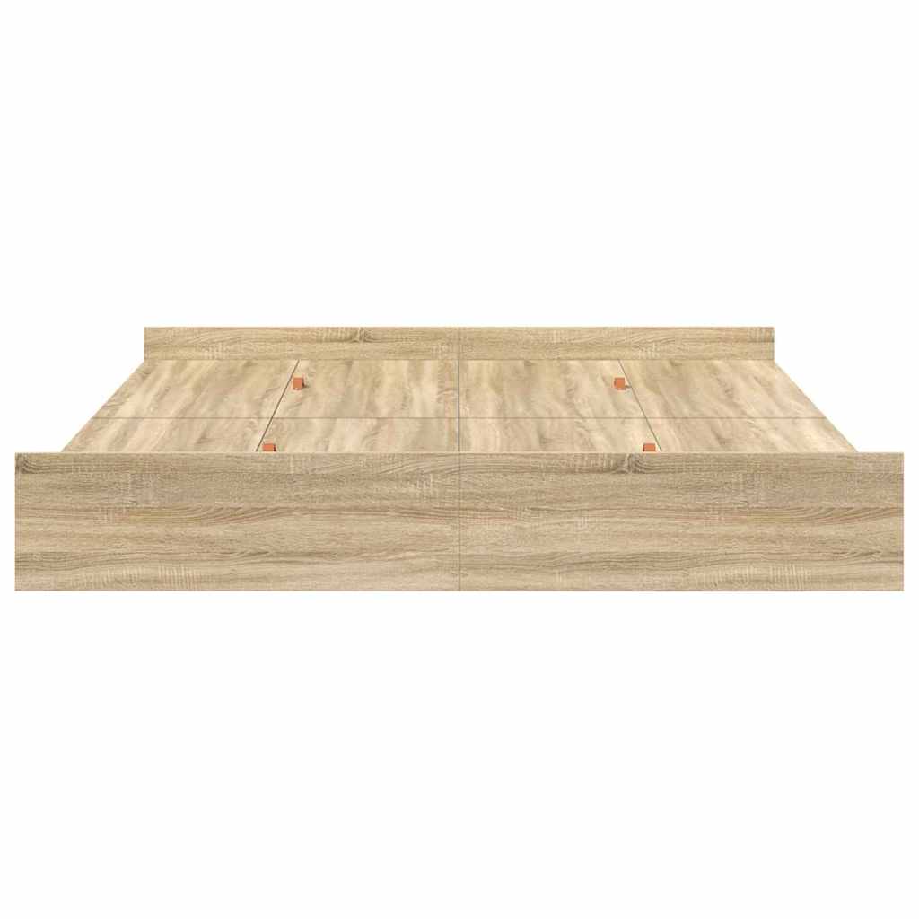 Opbergbedframe met lade Sonoma Eiken 180 x 200 cm Bewerkt hout is nu te koop bij PeponiXL, paradijselijk wonen!