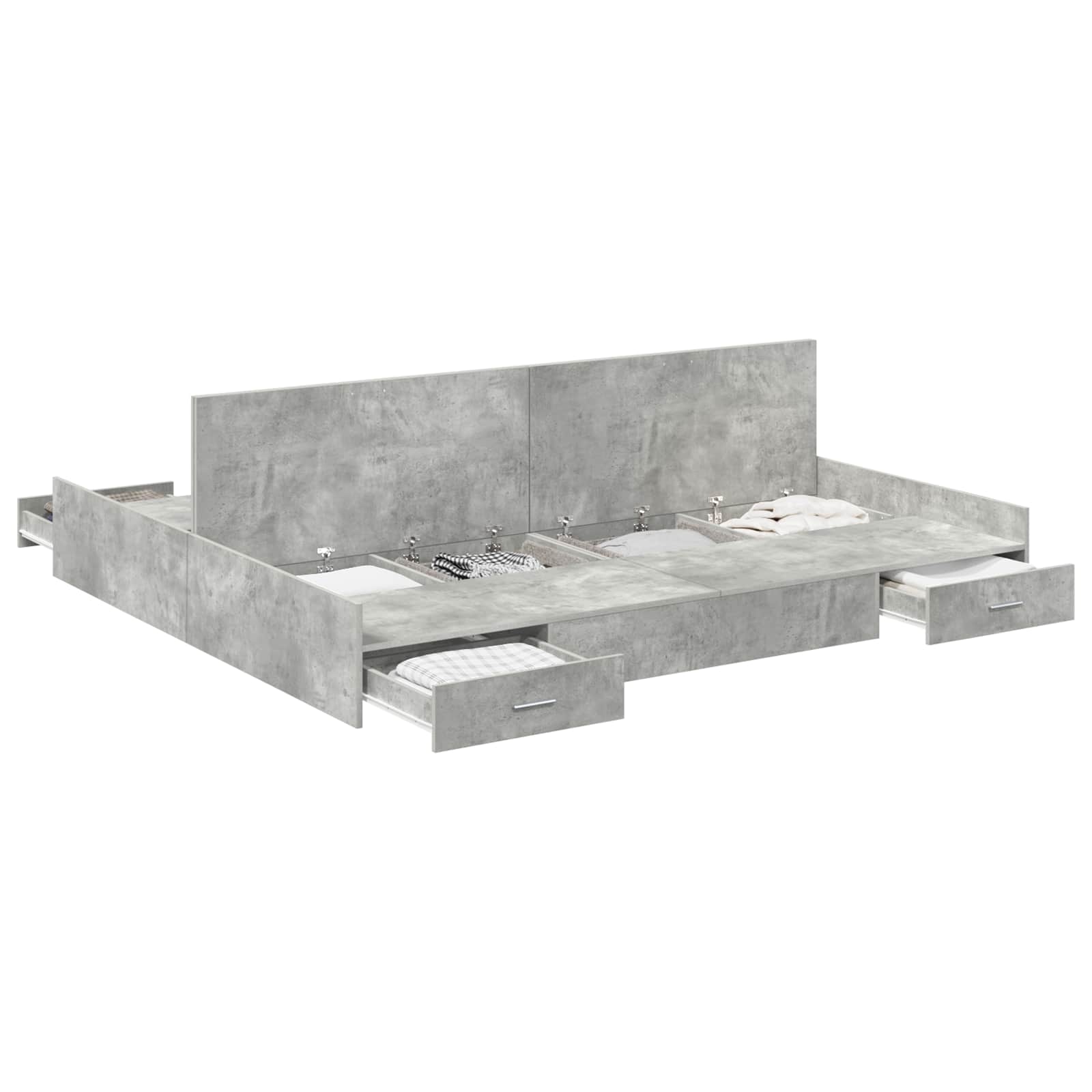 Opbergbedframe met lade Beton Grijs 180 x 200 cm Bewerkt hout is nu te koop bij PeponiXL, paradijselijk wonen!