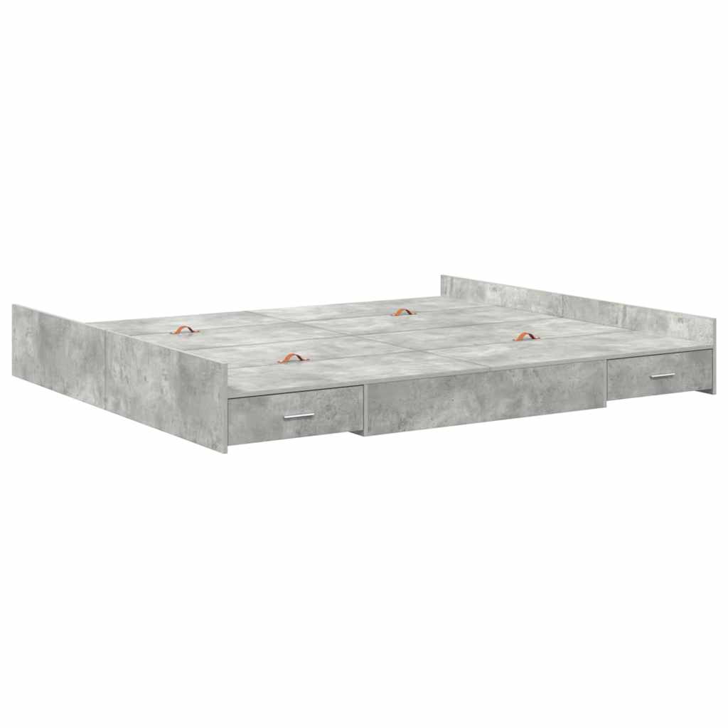 Opbergbedframe met lade Beton Grijs 180 x 200 cm Bewerkt hout is nu te koop bij PeponiXL, paradijselijk wonen!