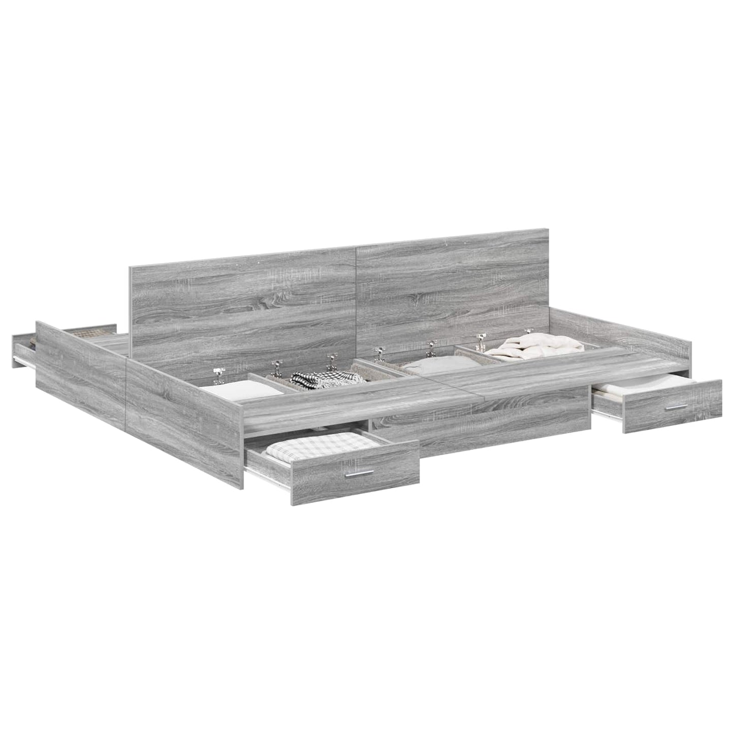 Opbergbedframe met lade Grijs Sonoma 180 x 200 cm Bewerkt hout is nu te koop bij PeponiXL, paradijselijk wonen!