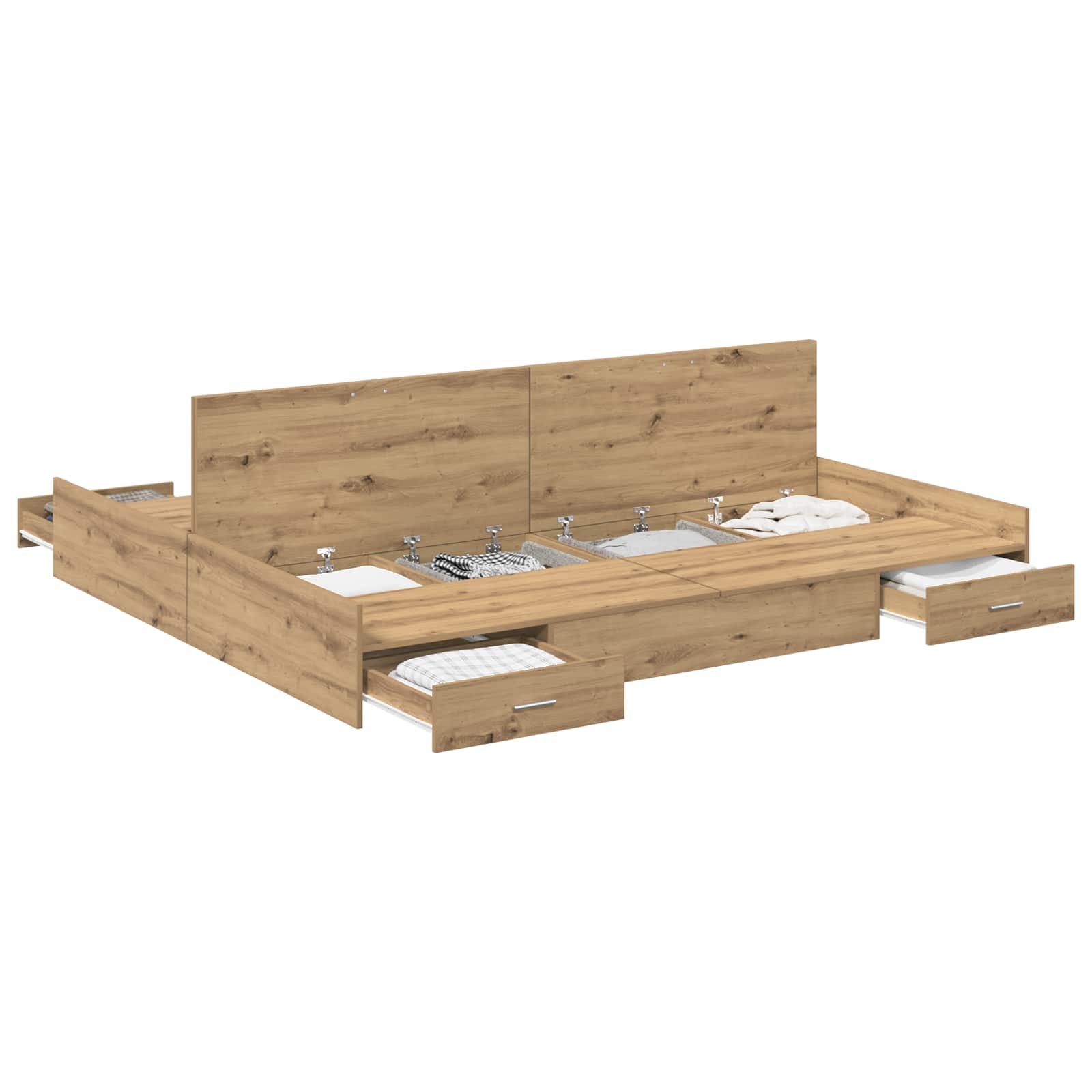 Opbergbedframe met lade Artisan Eiken 180 x 200 cm Bewerkt hout is nu te koop bij PeponiXL, paradijselijk wonen!