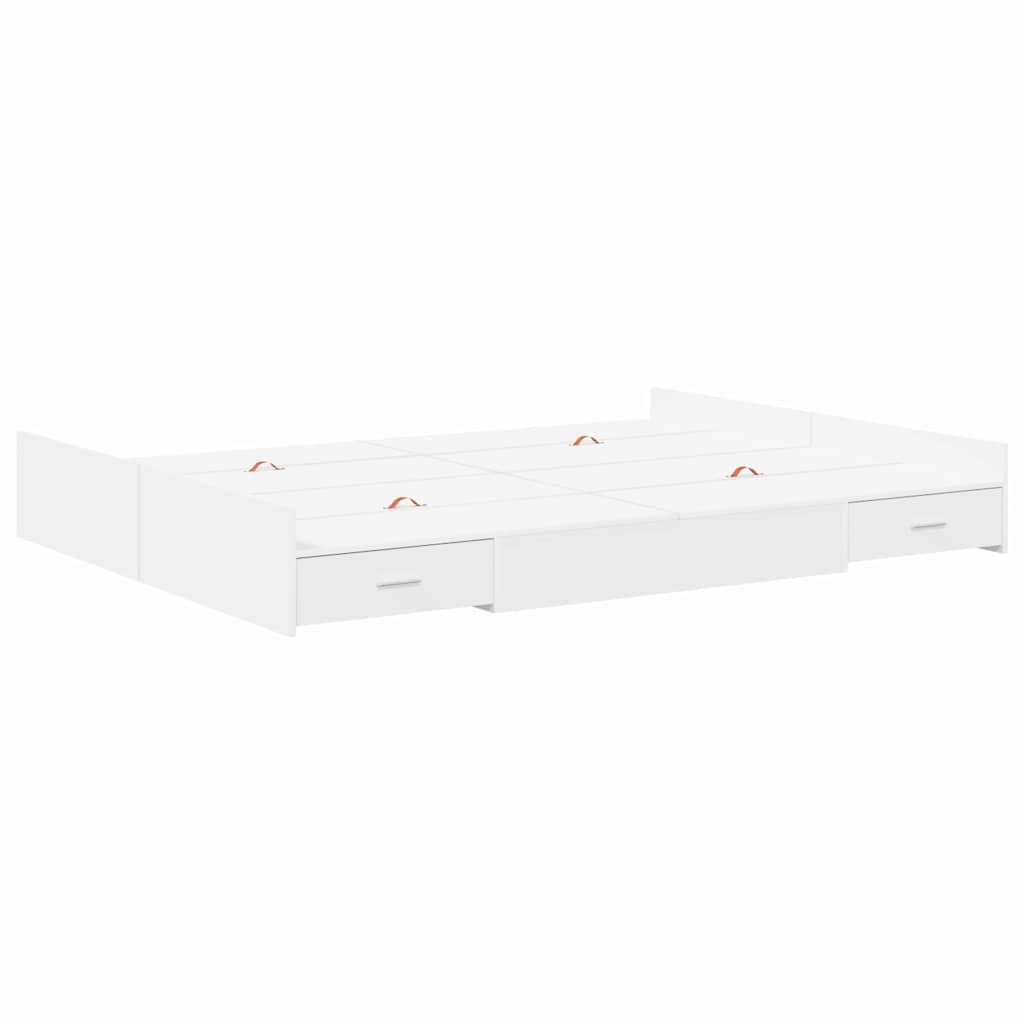 Opbergbedframe met hoofdeinde Wit 150 x 200 cm Bewerkt hout is nu te koop bij PeponiXL, paradijselijk wonen!