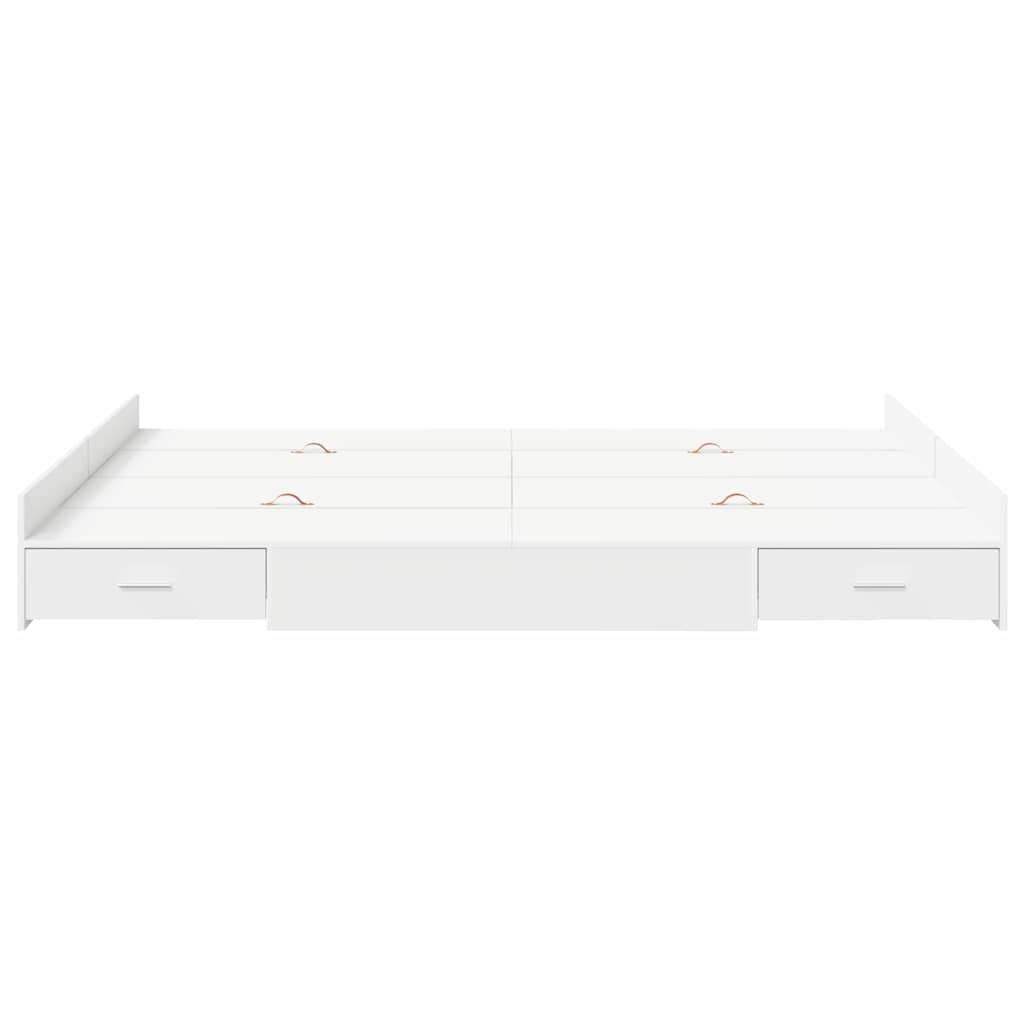 Opbergbedframe met hoofdeinde Wit 150 x 200 cm Bewerkt hout is nu te koop bij PeponiXL, paradijselijk wonen!