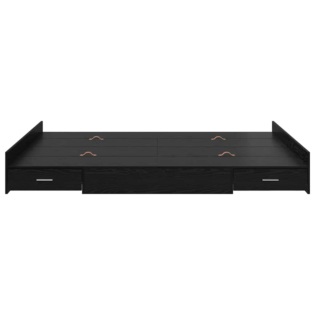 Opbergbedframe met lade Zwart Eiken 150 x 200 cm Bewerkt hout is nu te koop bij PeponiXL, paradijselijk wonen!