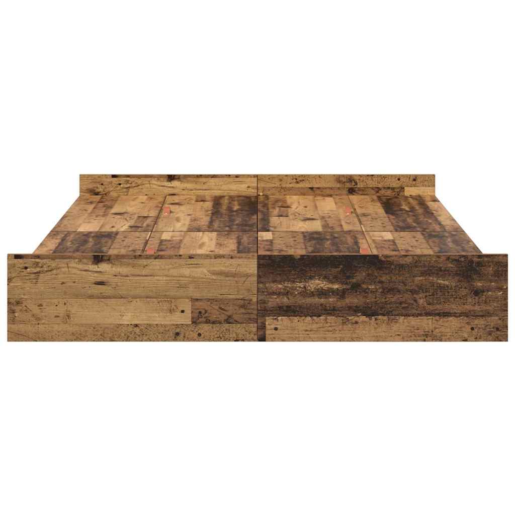 Opbergbedframe met lade Oud Hout 150 x 200 cm Bewerkt hout is nu te koop bij PeponiXL, paradijselijk wonen!