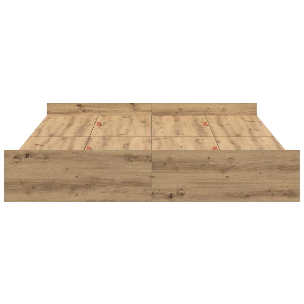 Opbergbedframe met lade Artisan Eiken 150 x 200 cm Bewerkt hout is nu te koop bij PeponiXL, paradijselijk wonen!