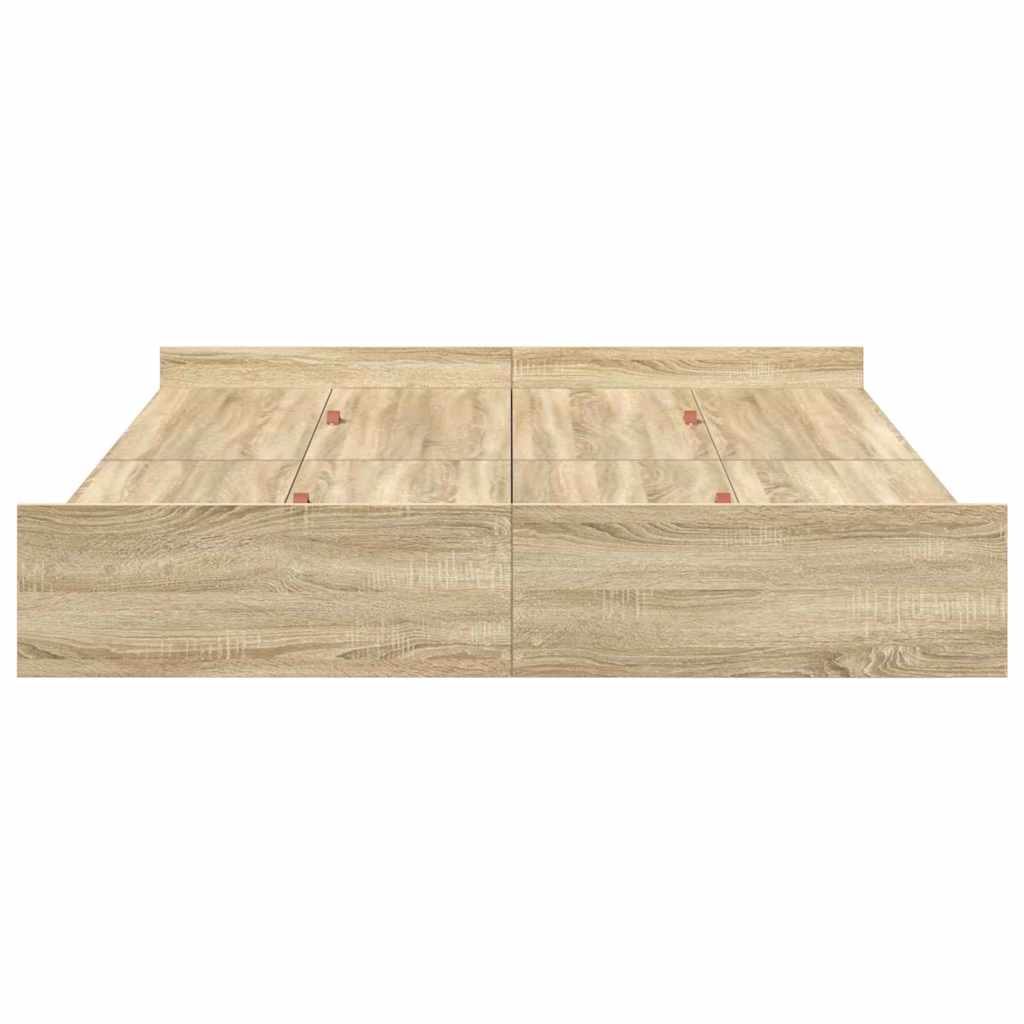 Opbergbedframe met lade Sonoma Eiken 140 x 200 cm Bewerkt hout is nu te koop bij PeponiXL, paradijselijk wonen!