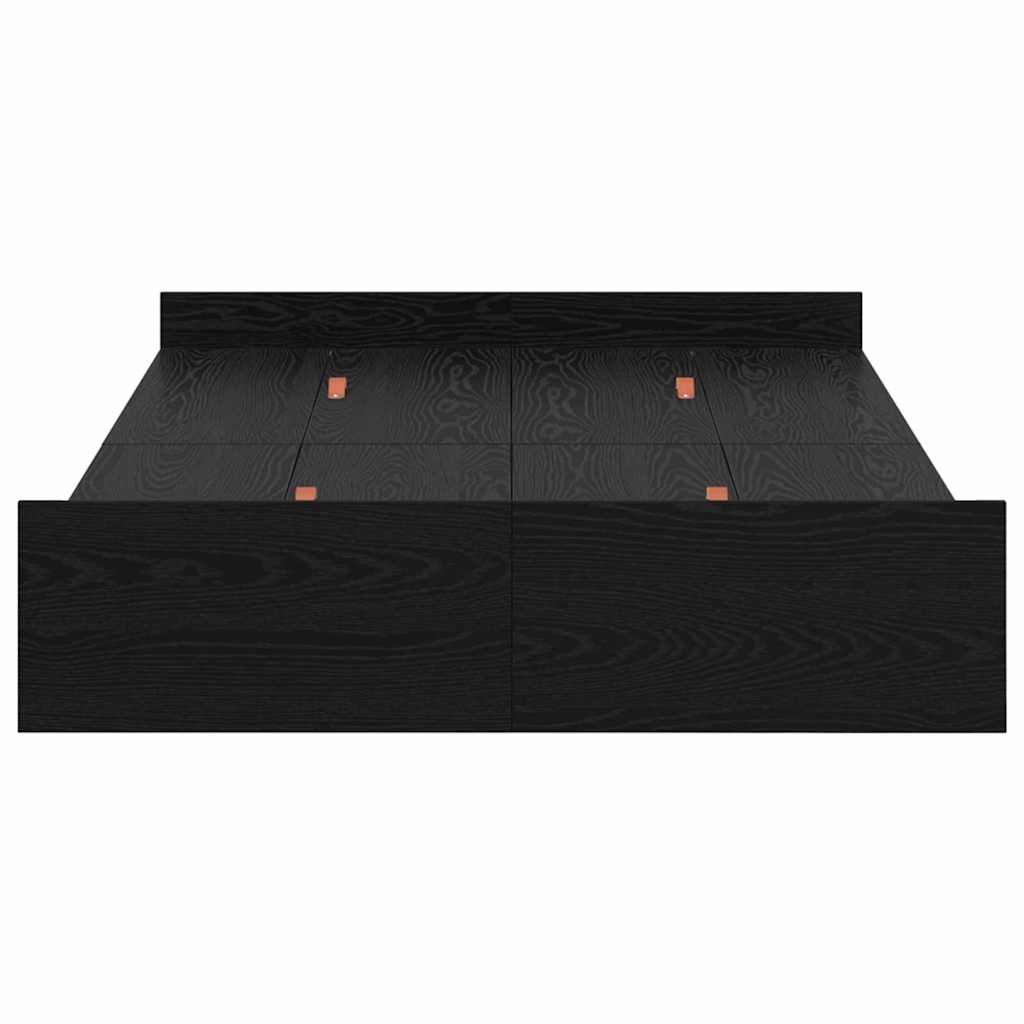 Opbergbedframe met lade Zwart Eiken 120 x 200 cm Bewerkt hout is nu te koop bij PeponiXL, paradijselijk wonen!