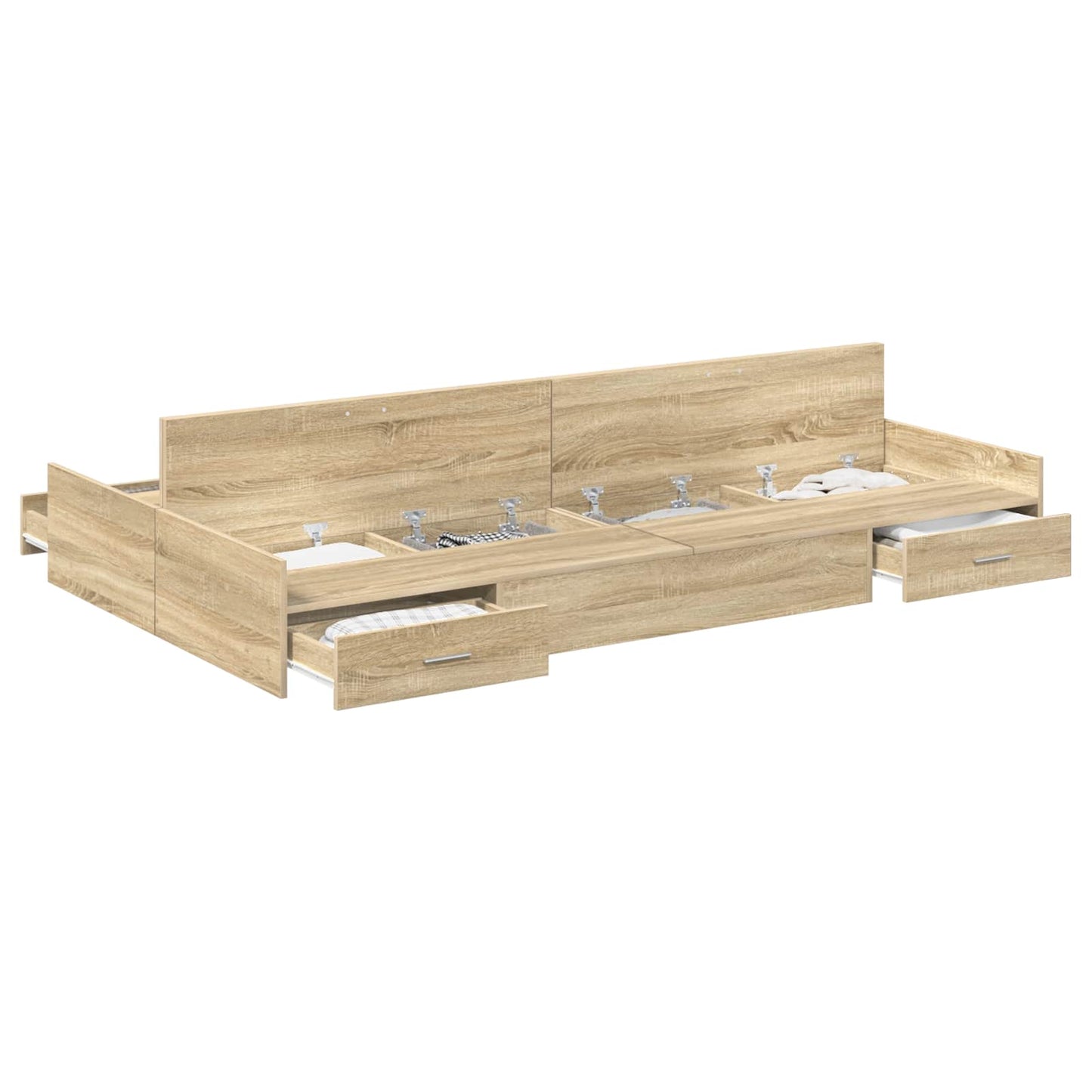 Opbergbedframe met lade Sonoma Eiken 120 x 200 cm Bewerkt hout is nu te koop bij PeponiXL, paradijselijk wonen!