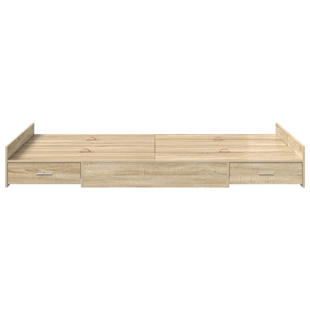 Opbergbedframe met lade Sonoma Eiken 120 x 200 cm Bewerkt hout is nu te koop bij PeponiXL, paradijselijk wonen!