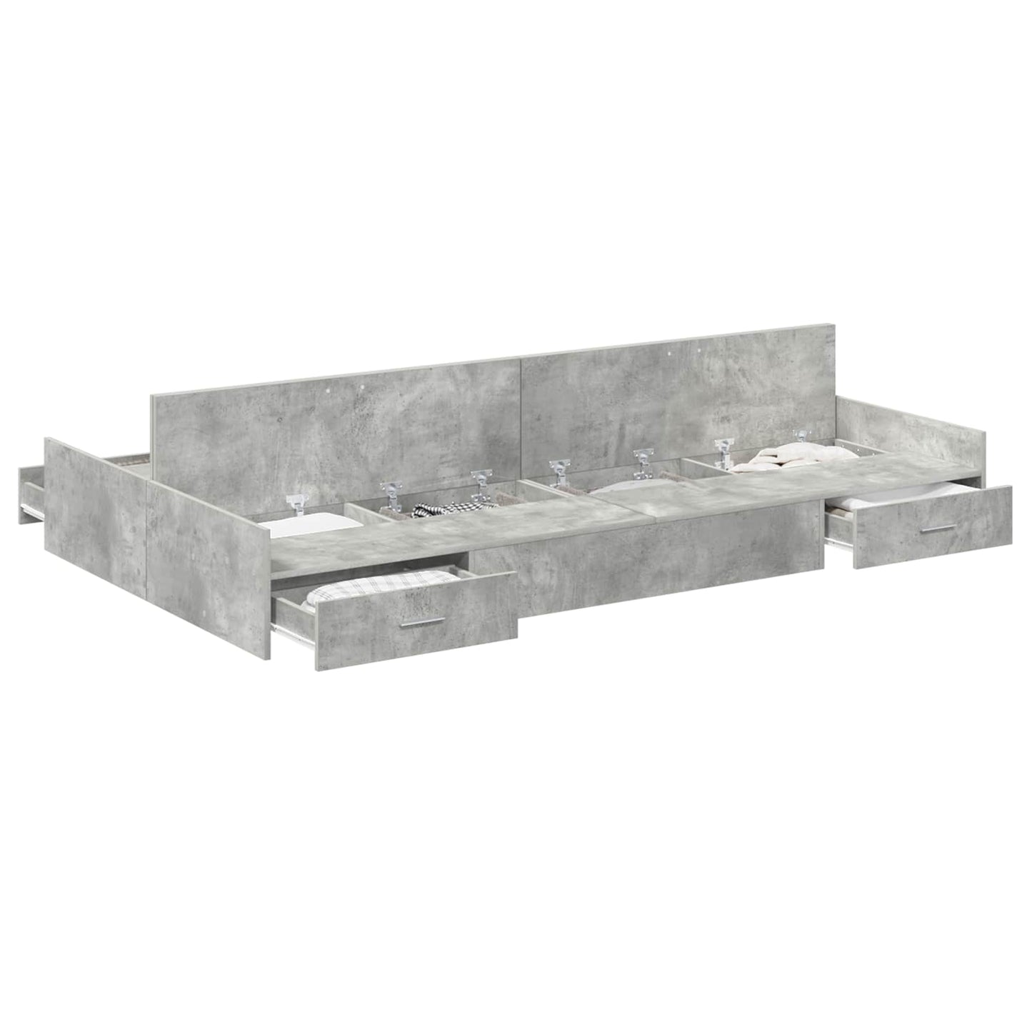 Opbergbedframe met lade Beton Grijs 120 x 200 cm Bewerkt hout is nu te koop bij PeponiXL, paradijselijk wonen!