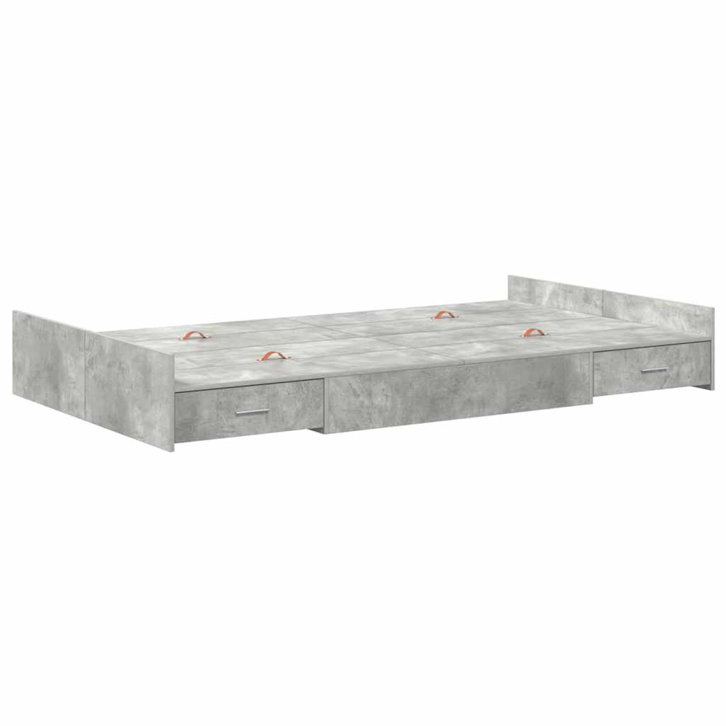 Opbergbedframe met lade Beton Grijs 120 x 200 cm Bewerkt hout is nu te koop bij PeponiXL, paradijselijk wonen!