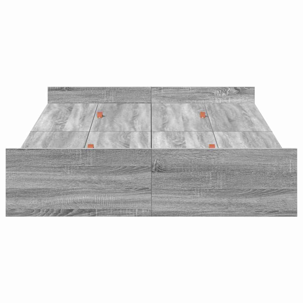 Opbergbedframe met lade Grijs Sonoma 120 x 200 cm Bewerkt hout is nu te koop bij PeponiXL, paradijselijk wonen!