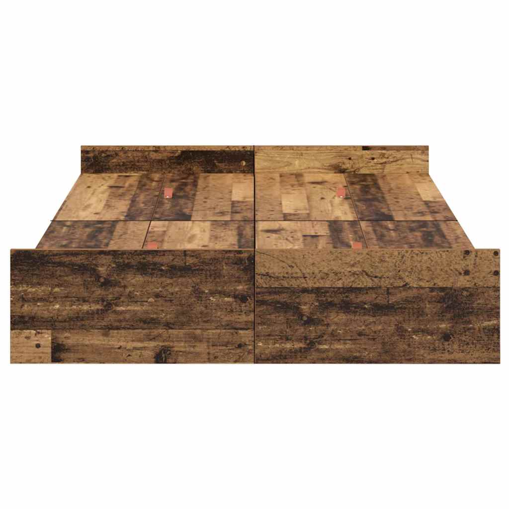 Opbergbedframe met lade Oud Hout 120 x 200 cm Bewerkt hout is nu te koop bij PeponiXL, paradijselijk wonen!