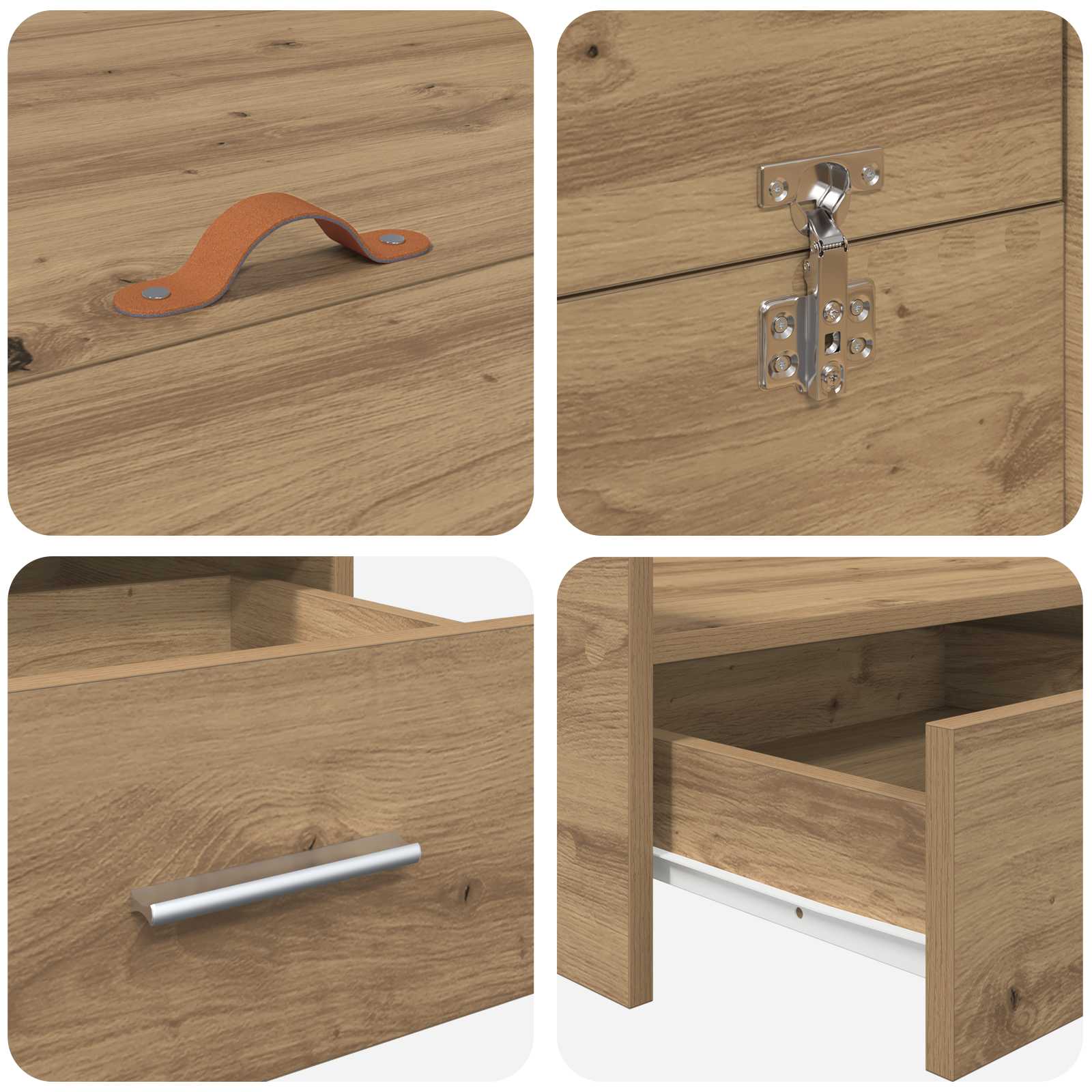 Opbergbedframe met lade Artisan Eiken 120 x 200 cm Bewerkt hout is nu te koop bij PeponiXL, paradijselijk wonen!