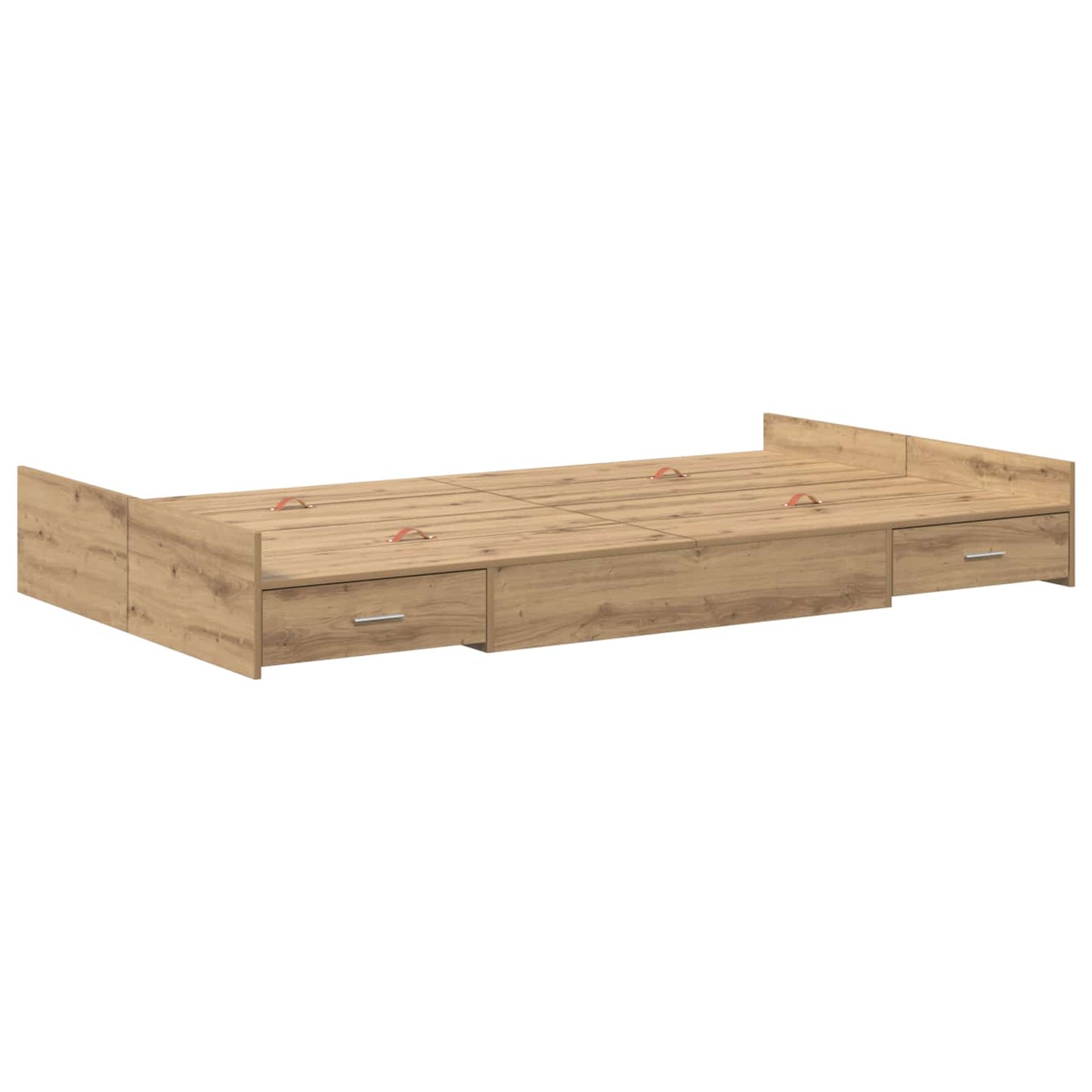 Opbergbedframe met lade Artisan Eiken 120 x 200 cm Bewerkt hout is nu te koop bij PeponiXL, paradijselijk wonen!