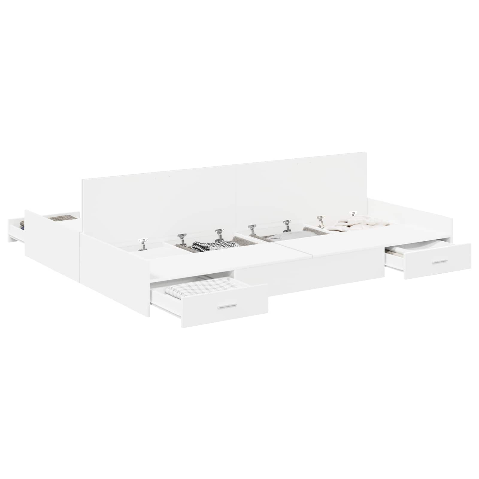 Opbergbedframe met hoofdeinde Wit 140 x 190 cm Bewerkt hout is nu te koop bij PeponiXL, paradijselijk wonen!