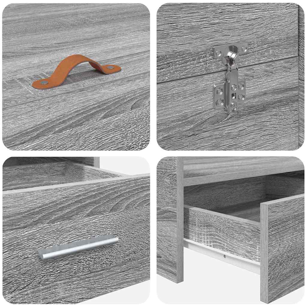 Opbergbedframe met lade Grijs Sonoma 140 x 190 cm Bewerkt hout is nu te koop bij PeponiXL, paradijselijk wonen!