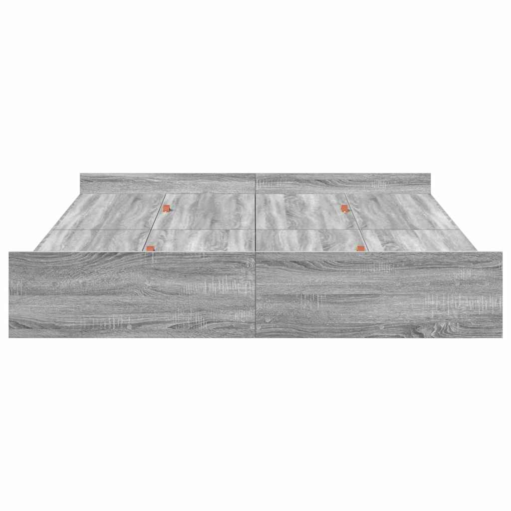Opbergbedframe met lade Grijs Sonoma 140 x 190 cm Bewerkt hout is nu te koop bij PeponiXL, paradijselijk wonen!