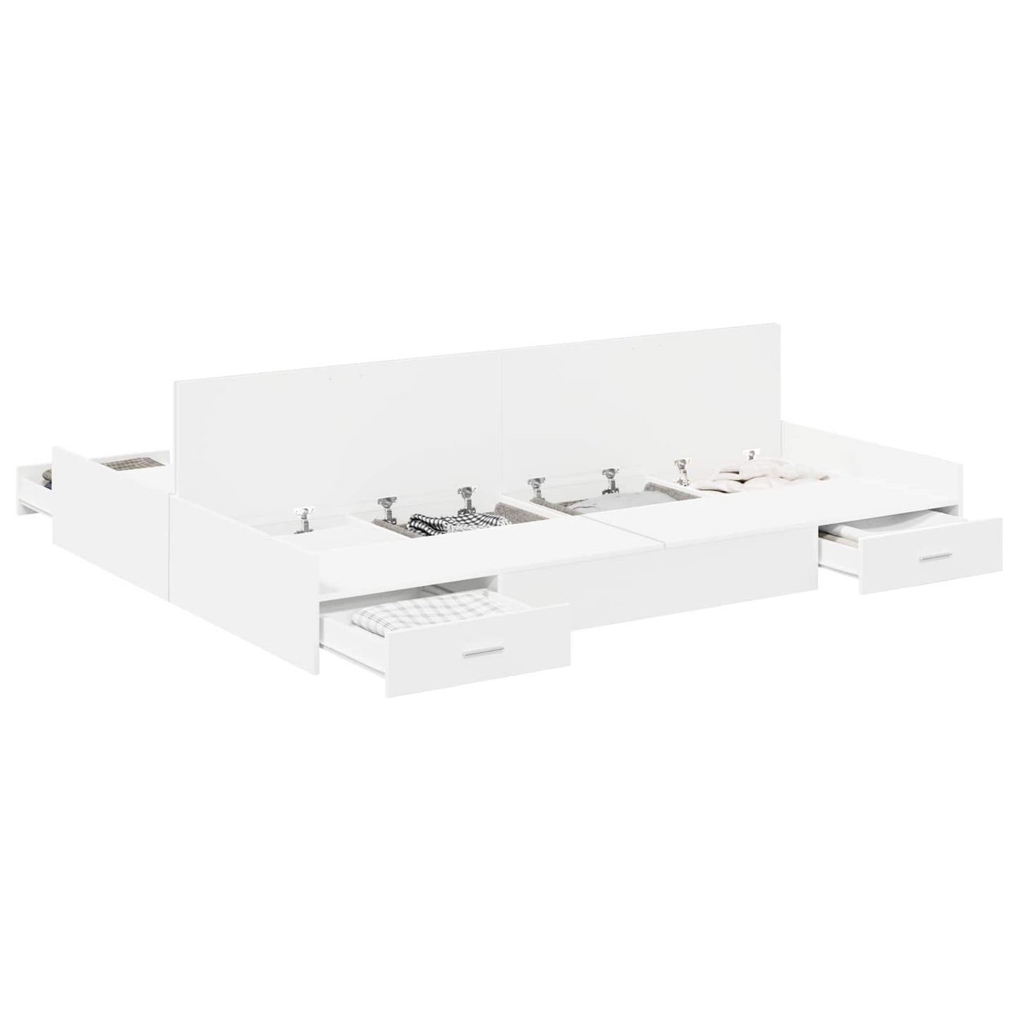 Opbergbedframe met hoofdeinde Wit 135 x 190 cm Bewerkt hout is nu te koop bij PeponiXL, paradijselijk wonen!