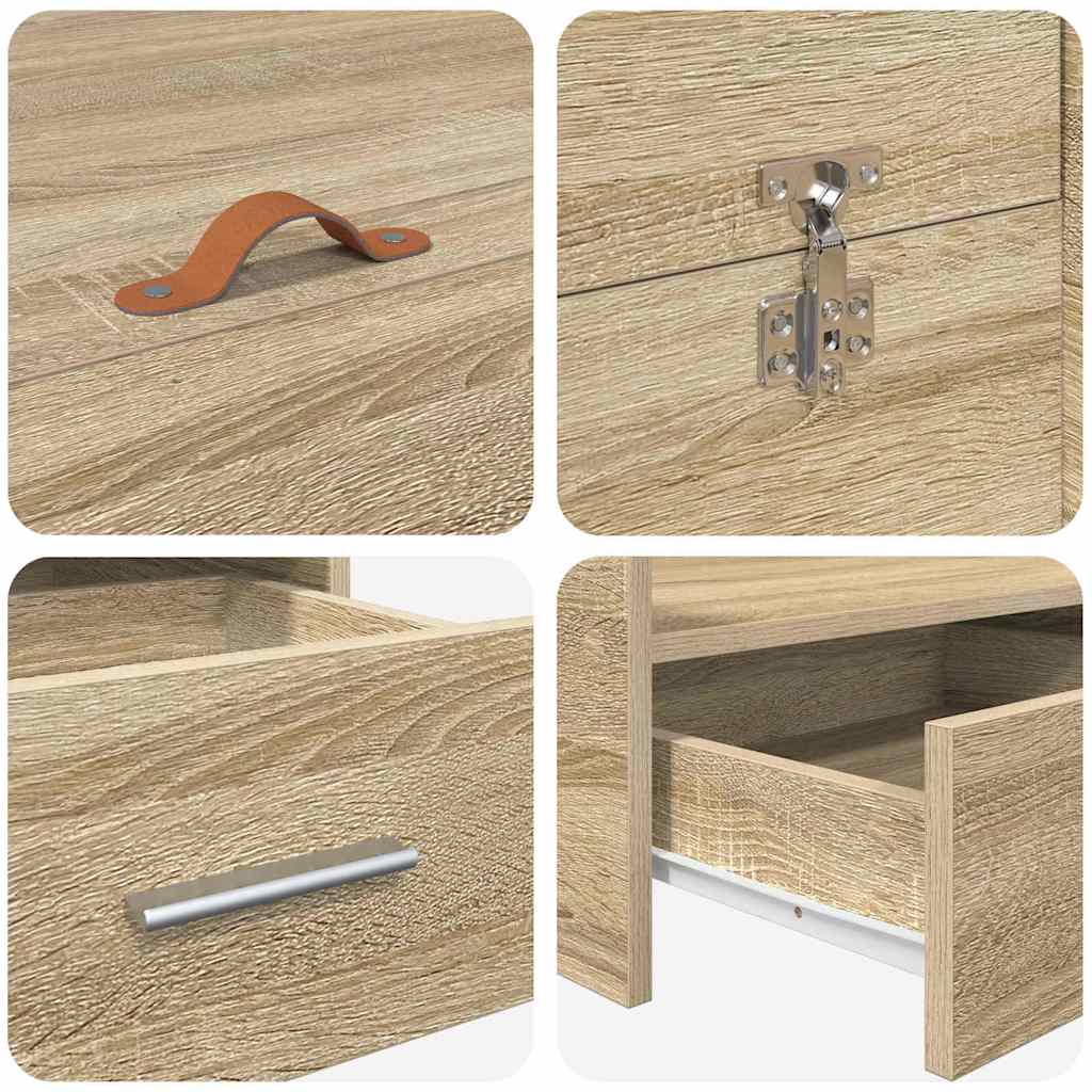 Opbergbedframe met lade Sonoma Eiken 135 x 190 cm Bewerkt hout is nu te koop bij PeponiXL, paradijselijk wonen!