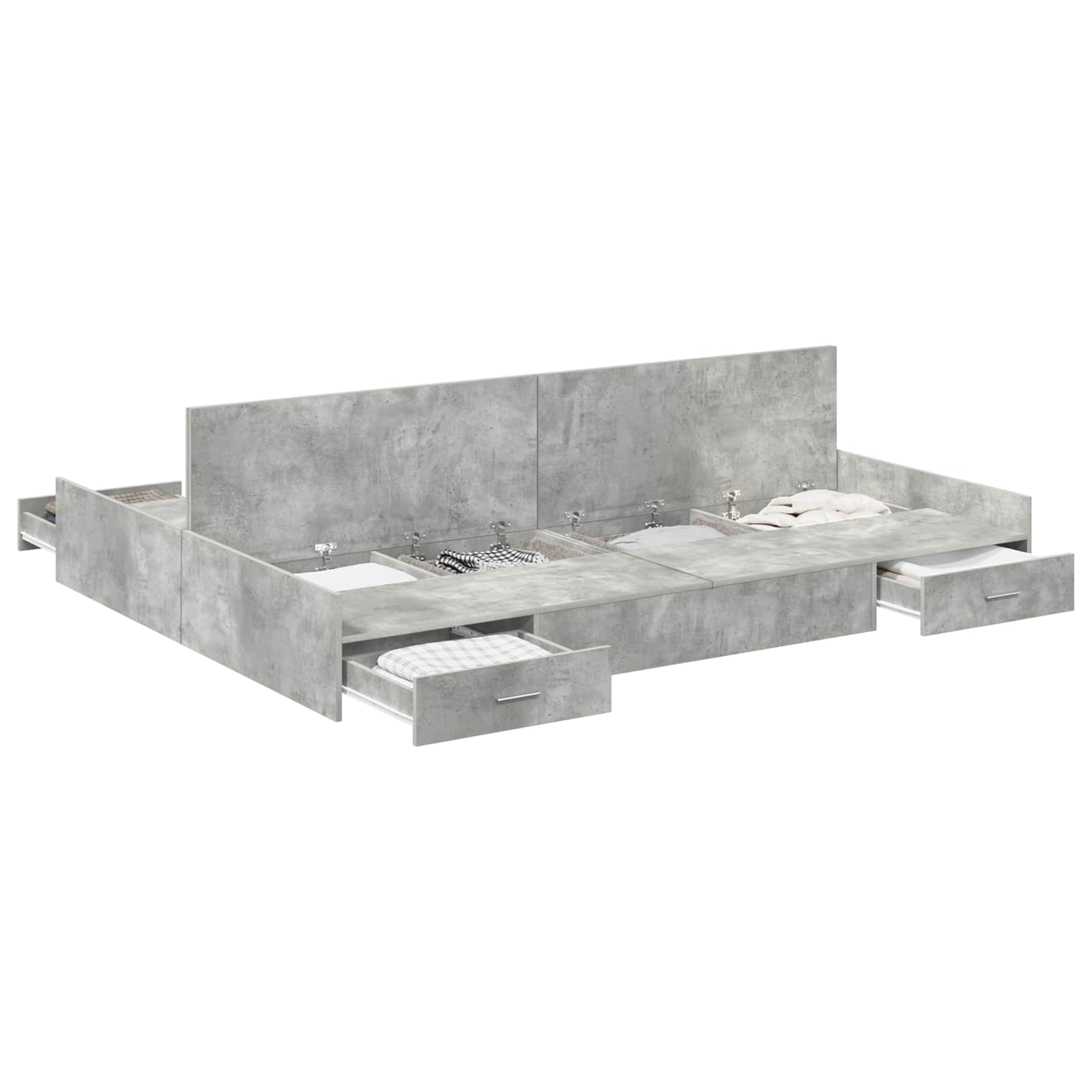 Opbergbedframe met lade Beton Grijs 135 x 190 cm Bewerkt hout is nu te koop bij PeponiXL, paradijselijk wonen!