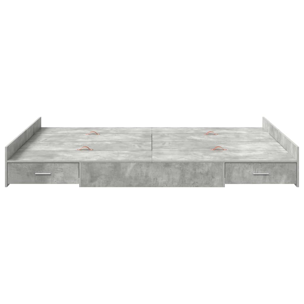 Opbergbedframe met lade Beton Grijs 135 x 190 cm Bewerkt hout is nu te koop bij PeponiXL, paradijselijk wonen!