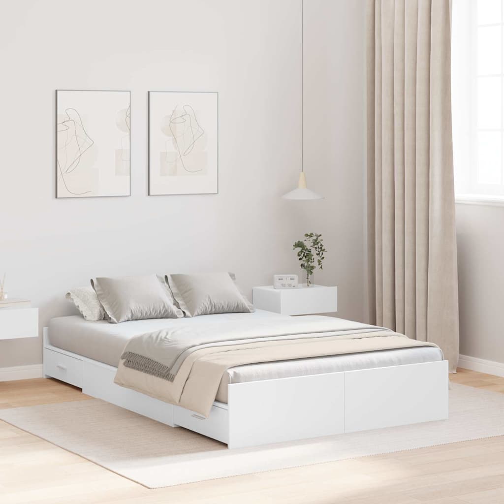 Opbergbedframe met hoofdeinde Wit 120 x 190 cm Bewerkt hout is nu te koop bij PeponiXL, paradijselijk wonen!